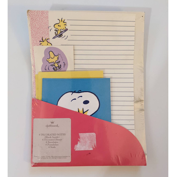 Vintage Snoopy & Woodstock Stationary Set from Hallmark Sealed RARE - Picture 2 of 6
